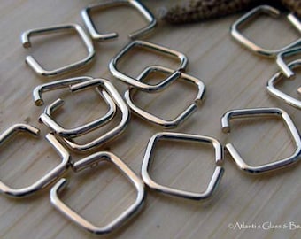 Square jump rings 20 gauge 7mm. AGB handmade artisan sterling silver, oxidized sterling or 14k gold filled 25 pieces quality jewelry finding