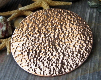 AGB handmade jewelry findings huge 2 1/2 inch pendant 64mm textured copper disc Galenos