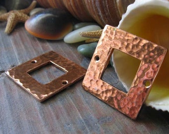 AGB copper artisan jewelry findings square washers 18mm Calix 2 pieces
