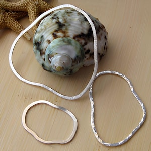 Large handmade jewelry findings for pendants and earrings sterling silver AGB Beans 3 pieces
