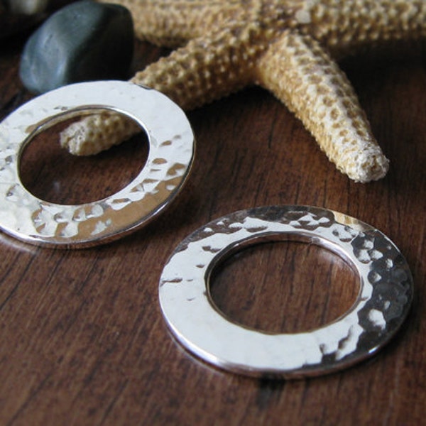 16mm hammered washers artisan handmade jewelry findings sterling silver, 14k gold filled or copper AGB Macaria 2 pieces
