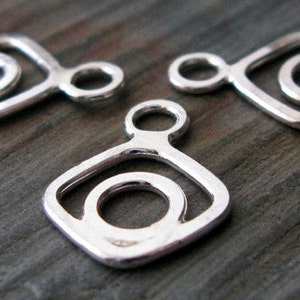 AGB artisan sterling silver jewelry findings circle in square Lilly drops 2 pieces image 4