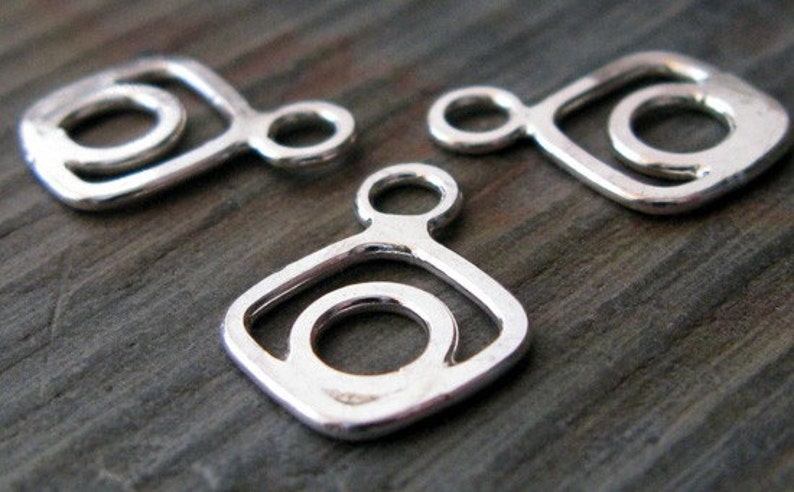 AGB artisan sterling silver jewelry findings circle in square Lilly drops 2 pieces image 4