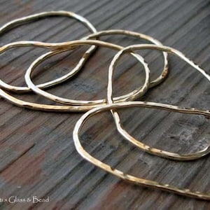 Organic free form beans artisan handmade in 16 gauge 14k gold filled or sterling silver AGB jewelry findings medium 2 pieces