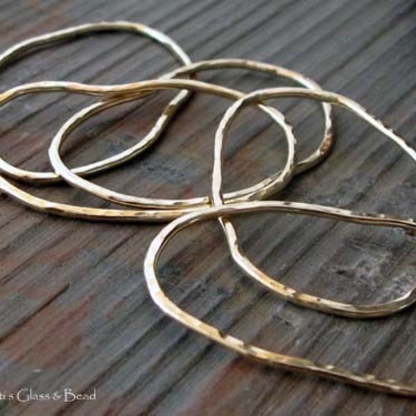 Organic free form beans artisan handmade in 14k gold filled or sterling silver AGB jewelry findings medium 2 pieces