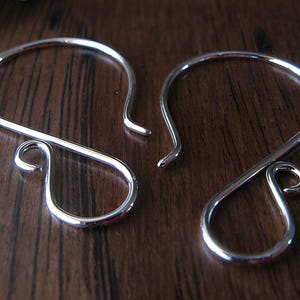 S shape ear wires. Fancy earring hooks for jewelry making. Sterling silver or 14k gold filled. Handmade jewelry findings. AGB Smooth Tango