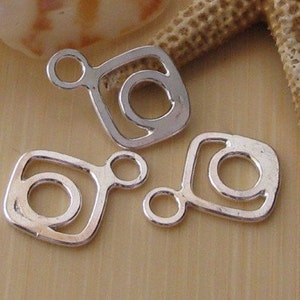 AGB artisan sterling silver jewelry findings circle in square Lilly drops 2 pieces image 3