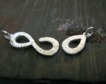 Infinity handmade hook clasp.  Hammered jewelry findings for necklace or bracelet closure. Sterling Silver.