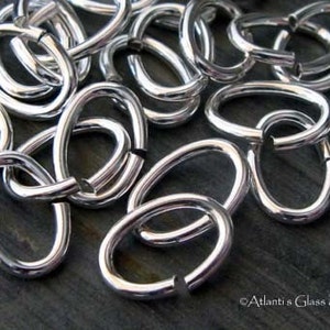 AGB handmade sterling silver jewelry findings 16 gauge Oval jump rings 10.5mm x 7.5mm 25 pieces image 1