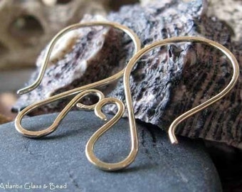 Fancy earring hooks in 14k gold filled. Handmade ear wires for jewelry making. AGB Hammered Tango