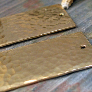 Hammered rectangle jewelry findings. Sterling silver or 14k gold filled necklace pendant or earring drops. Artisan AGB Tethys 2 pieces image 7