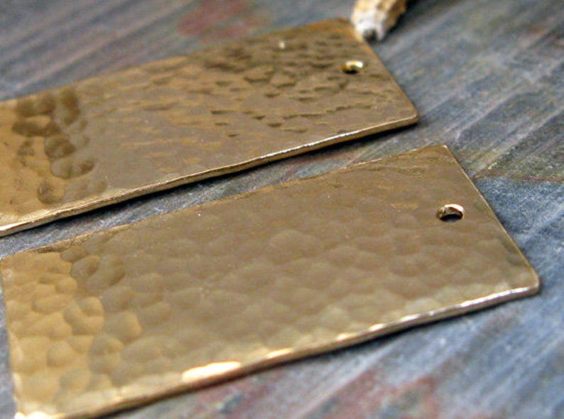 Hammered rectangle jewelry findings. Sterling silver or 14k gold filled necklace pendant or earring drops. Artisan AGB Tethys 2 pieces image 7