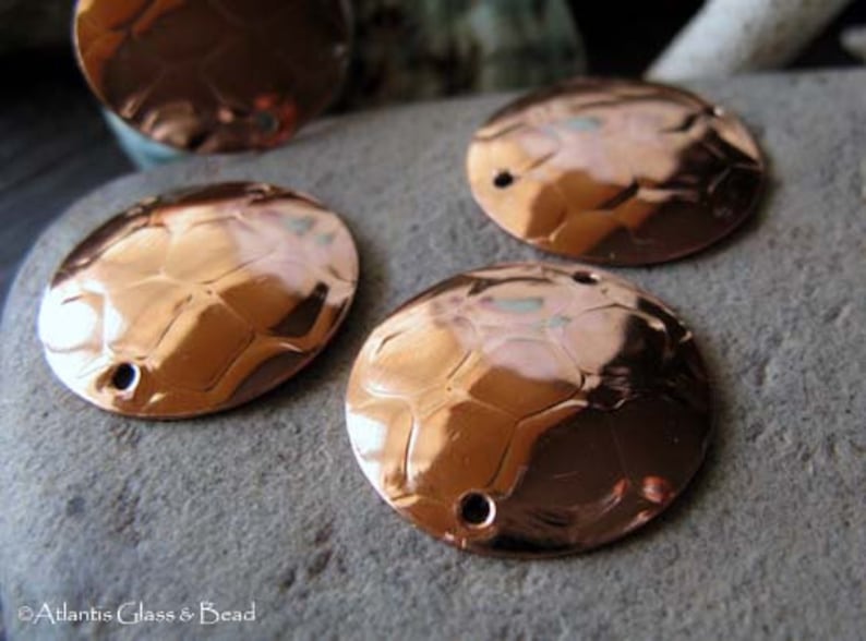 AGB artisan copper jewelery findings snakeskin texture discs 22mm Andalusia 2 pieces