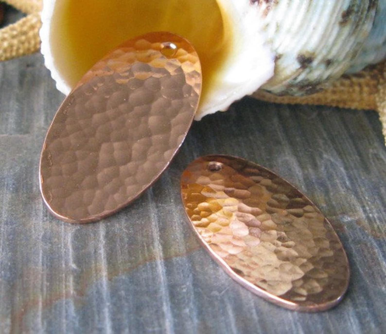 AGB Artisan Copper Jewelry Findings Textured Oval Drops 28mm X 14mm ...