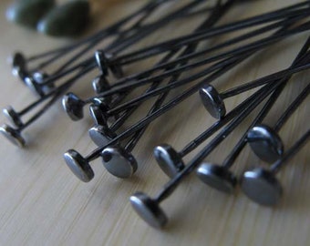 Simple flush headpins handmade in sterling silver or 14k gold filled. Artisan 2" jewelry findings.  22 or 20 gauge. AGB Persia 20 pieces