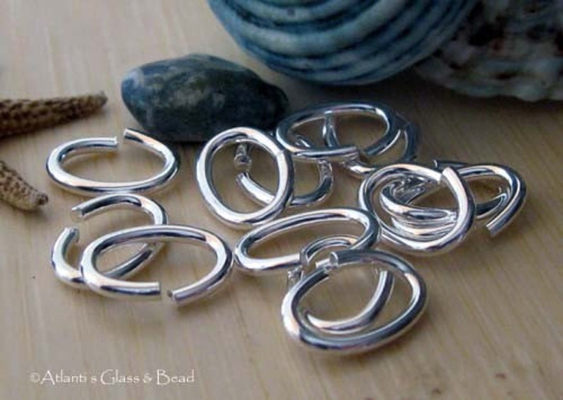 AGB handmade sterling silver jewelry findings 16 gauge Oval jump rings 10.5mm x 7.5mm 25 pieces image 4