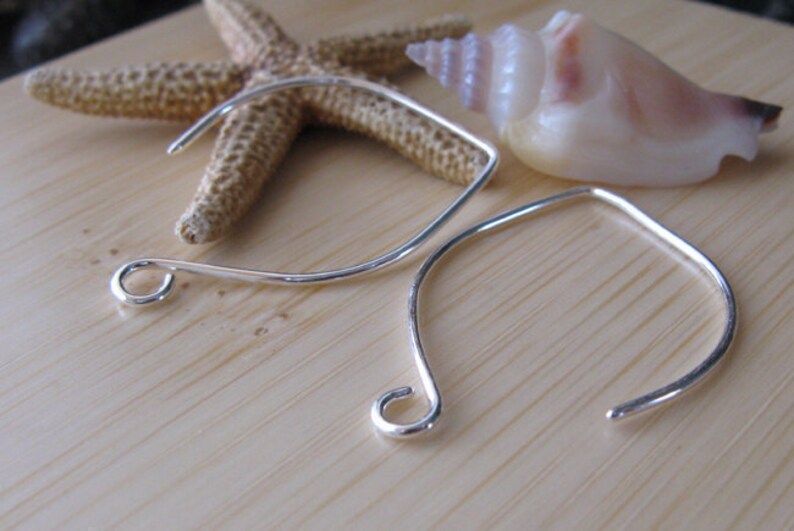 Sterling silver or 14k gold filled ear wires. Handmade artisan jewelry findings earring hooks. AGB Smooth Bamba image 1