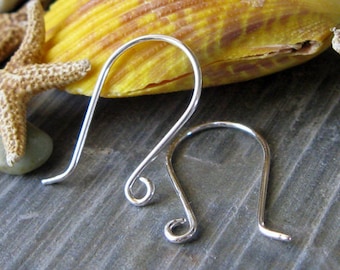 Earring hooks. Classic handmade sterling silver ear wires. Artisan jewelry findings.  AGB Carioca