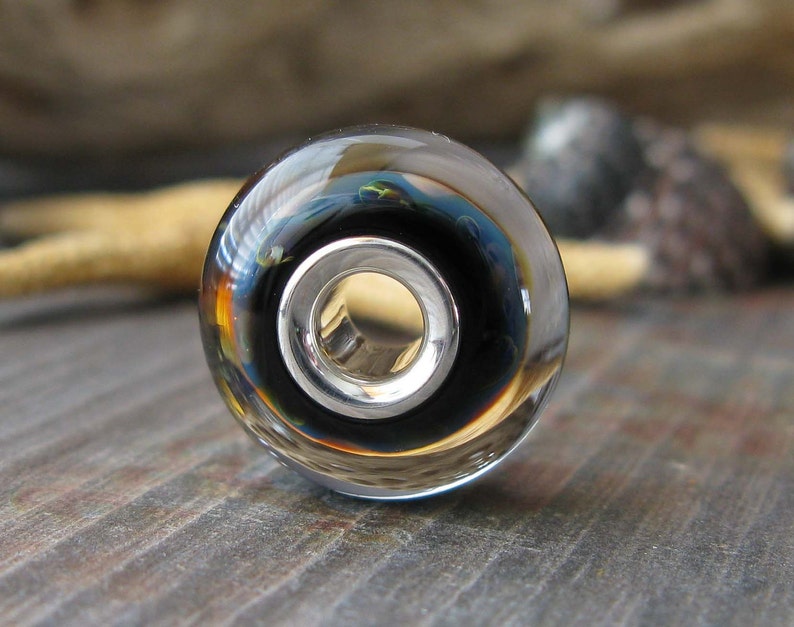 AGB sterling silver core boro glass lampwork bead, Look Back... image 3