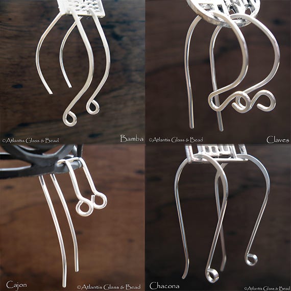 Artisan handmade earring wires. Sterling silver or 14k gold filled 4 pair sample pack. Quality jewelry findings, ear wires or hooks.
