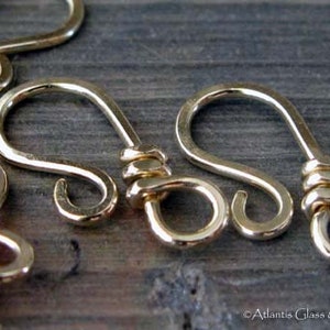 Small handmade hook clasps. Set of 2 made in sterling silver or 14k gold filled. Necklace or bracelet jewelry findings. Mini Sardana image 8