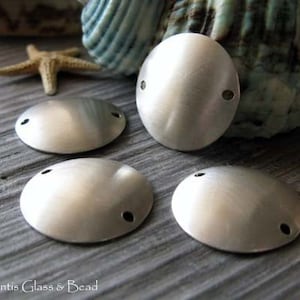 Sterling silver handmade domed discs. Artisan jewelry findings. Polished or brushed smooth disk component. AGB Niobe brushed