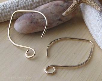 Handmade earring hooks sterling silver or gold filled quality artisan jewelry findings. AGB hammered Bamba