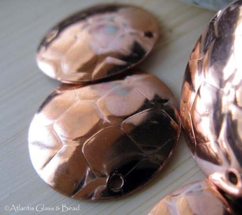 AGB artisan copper jewelery findings snakeskin texture discs 22mm Andalusia 2 pieces
