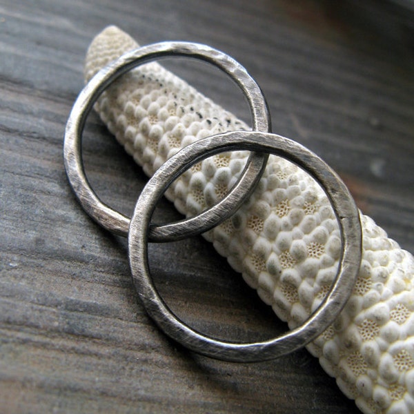 Antiqued hammered rings. Sterling silver 16 gauge handmade jewelry findings. You choose size 10-32mm AGB Ariston 2 pieces