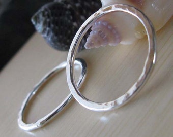 Sterling silver hammered rings. 16 gauge handmade jewelry findings textured components. You choose size 10-32mm. AGB Ariston 2 pieces