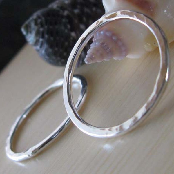 Sterling silver hammered rings. 16 gauge handmade jewelry findings textured components. You choose size 10-32mm. AGB Ariston 2 pieces