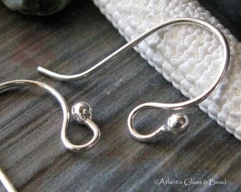 French hook with ball earring hooks. Handmade ear wires in sterling silver. Artisan jewelry findings. AGB Ball Tip Zorongo