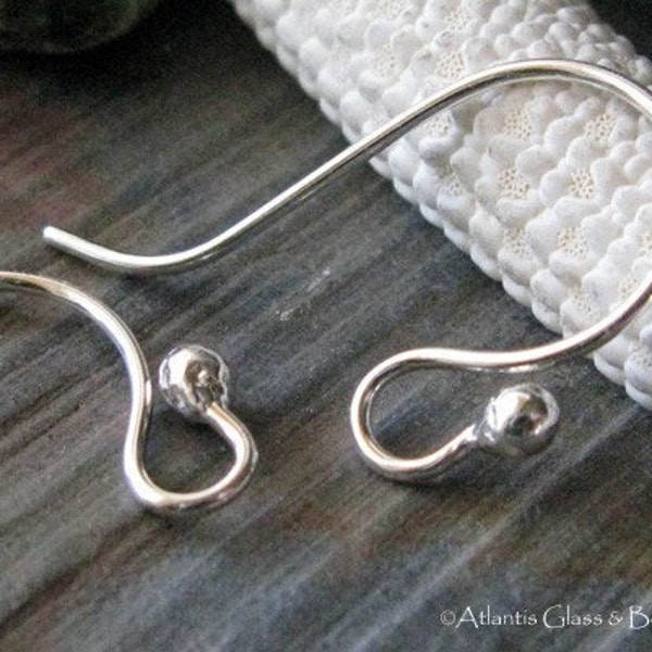 French hook with ball earring hooks. Handmade ear wires in sterling silver. Artisan jewelry findings. AGB Ball Tip Zorongo