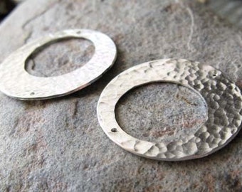 AGB artisan sterling silver jewelry findings 26mm textured circle offset washers Helena 2 Pieces