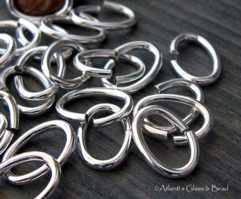 AGB handmade sterling silver jewelry findings 16 gauge Oval jump rings 10.5mm x 7.5mm 25 pieces image 5