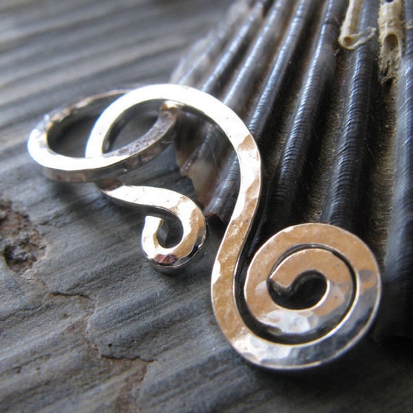 Strong spiral hook clasp set. Handmade jewelry findings in sterling silver or 14k gold filled. Callidora.
