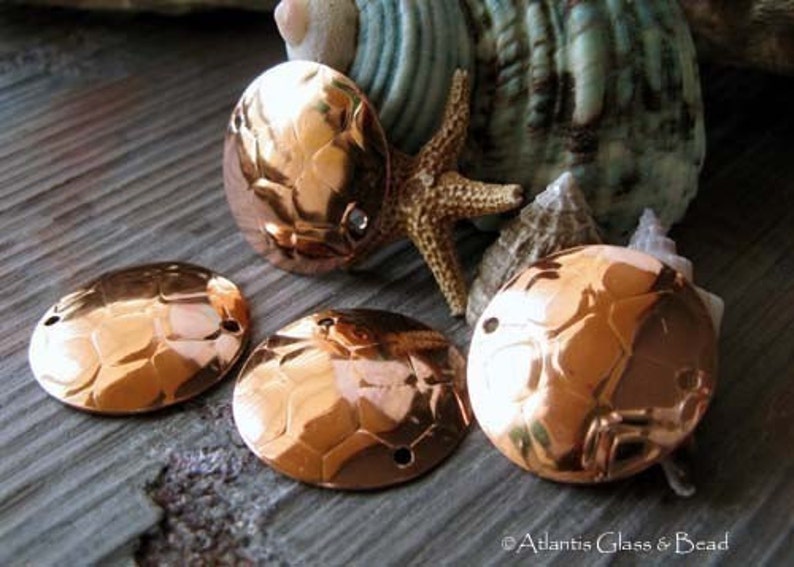 AGB artisan copper jewelery findings snakeskin texture discs 22mm Andalusia 2 pieces