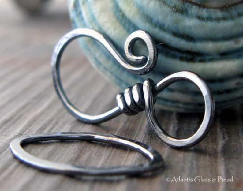 Large necklace hook clasp handmade jewelry findings in sterling silver or 14k gold filled AGB Sardana Oxidized Silver