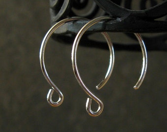 Circle ear wires Sterling silver or gold filled round earring hooks for jewelry making. Artisan handmade findings. AGB Samba