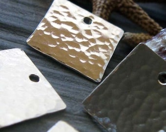 Handmade copper, sterling silver or 14k gold filled jewelry findings Thalia textured square Links Drops 2 Pieces.  13mm