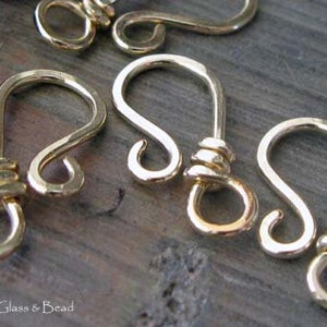 Small handmade hook clasps. Set of 2 made in sterling silver or 14k gold filled. Necklace or bracelet jewelry findings. Mini Sardana image 9