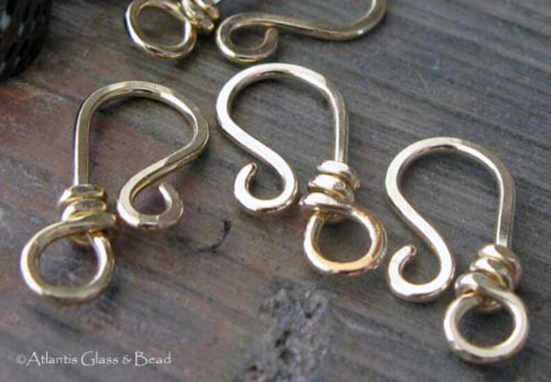 Small handmade hook clasps. Set of 2 made in sterling silver or 14k gold filled. Necklace or bracelet jewelry findings. Mini Sardana image 9