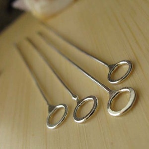 AGB artisan jewelery findings sterling silver or 14k gold filled fancy headpins handmade Homer 22 gauge 2 inch 4 pieces image 1