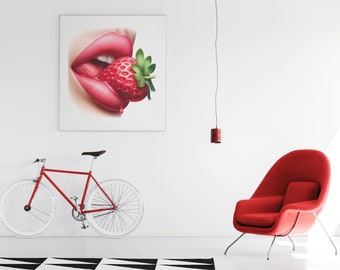 Strawberry Canvas Print | Taste of Sweet Temptation | Deep Beautiful Imagery | Illustrates the Allure | Quality Art