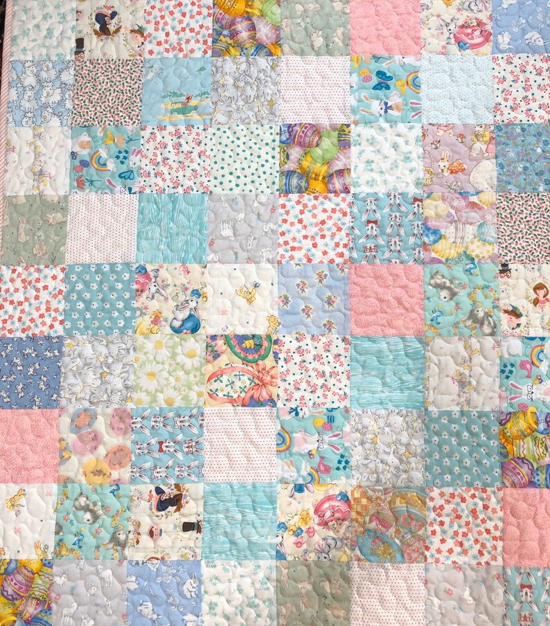Simple and Sweet Easter Handmade Quilt approx 35 x image 1