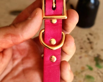 Personalized Leather Dog Collar, Handmade Leather Dog Collar, Customized Western Saddle Stitched and Riveted Leather Dog Collar