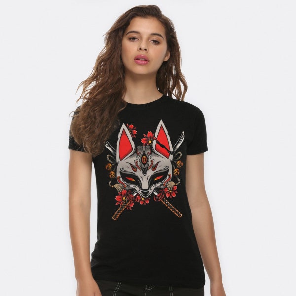 Kitsune Samurai Japanese T-Shirt, Men's Women's Sizes