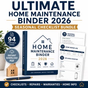Ultimate Home Maintenance Binder 2026 Printable, Seasonal Home Checklist Bundle image 1