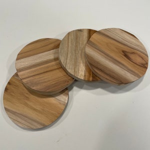Handmade Wooden Coasters – Set of 4 | Rustic Wood Drink Coasters | Natural Wood Coasters for Home & Office | Modern Minimalist Decor