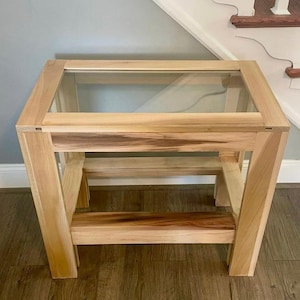 Wooden Table w Glass center panel
